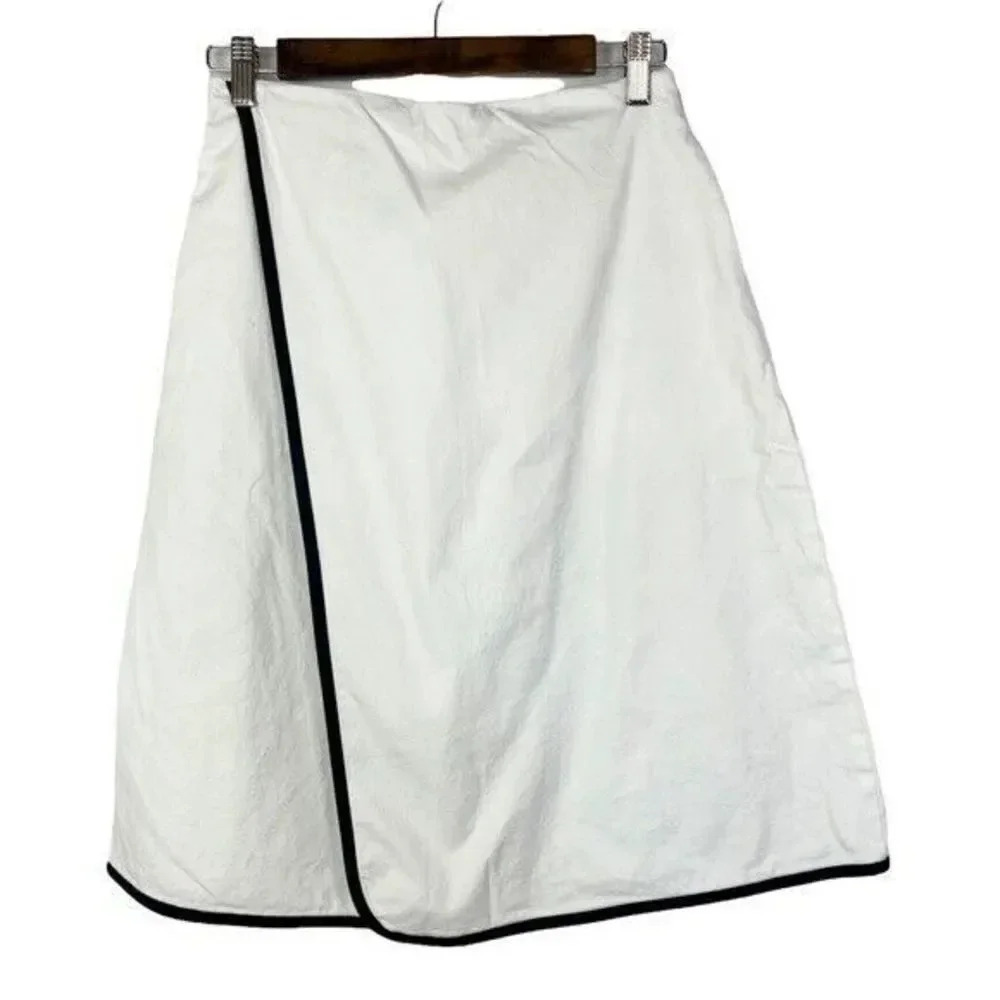Kate Spade Saturday White Wrap A-Line Black Trim Knee Length Skirt 4
